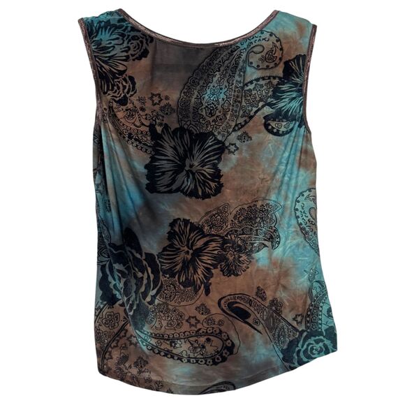 Y2K 90s Velvet Floral Gothic Grunge Moody Sleeveless Blouse Size Medium - Picture 4 of 4